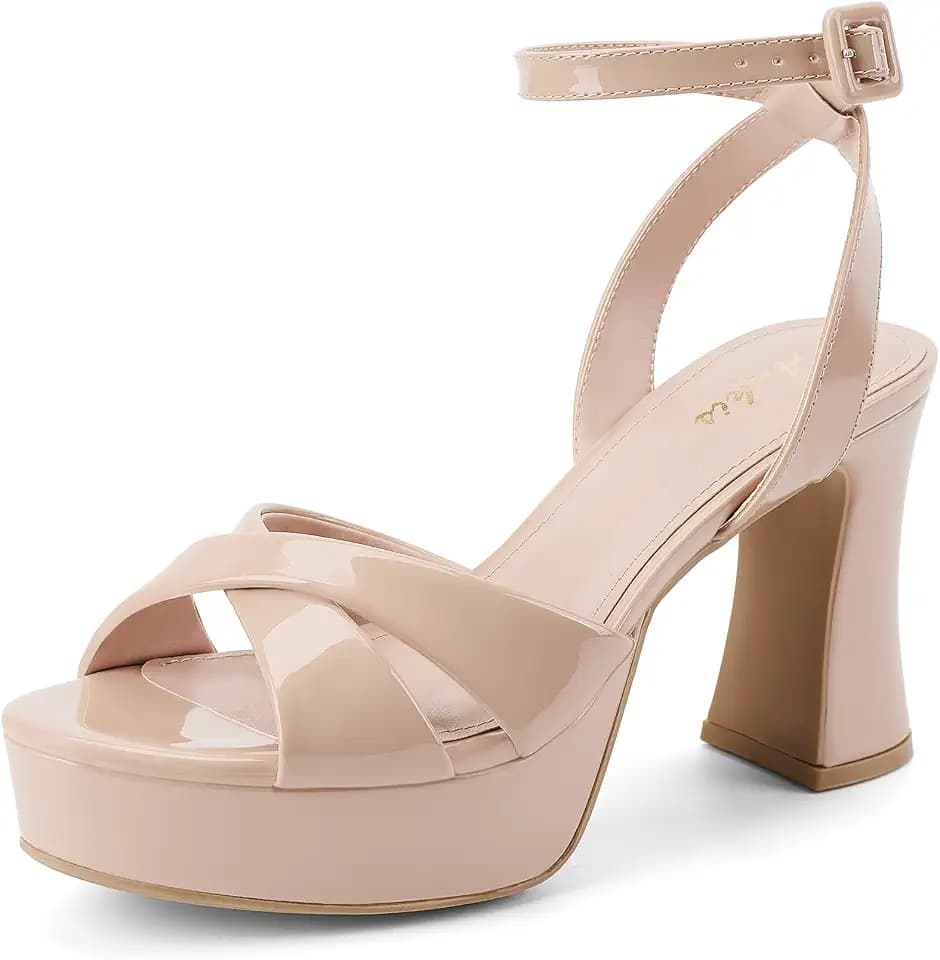 Ankis Women’s Open Toe Ankle Strap Platform Block Heel Sandals Shoes