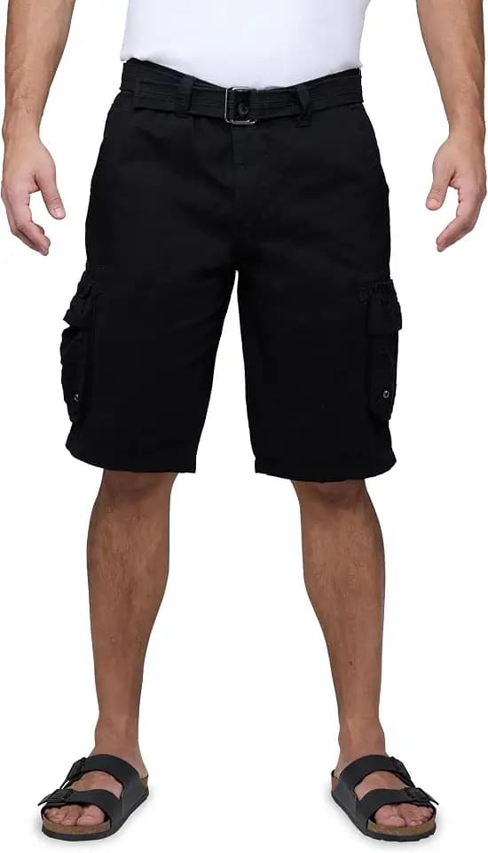 X RAY Mens Belted Cargo Shorts, Relaxed Fit Casual Knee Length 12.5" Cargo Shorts for Men (Big and Tall Shorts for Men)