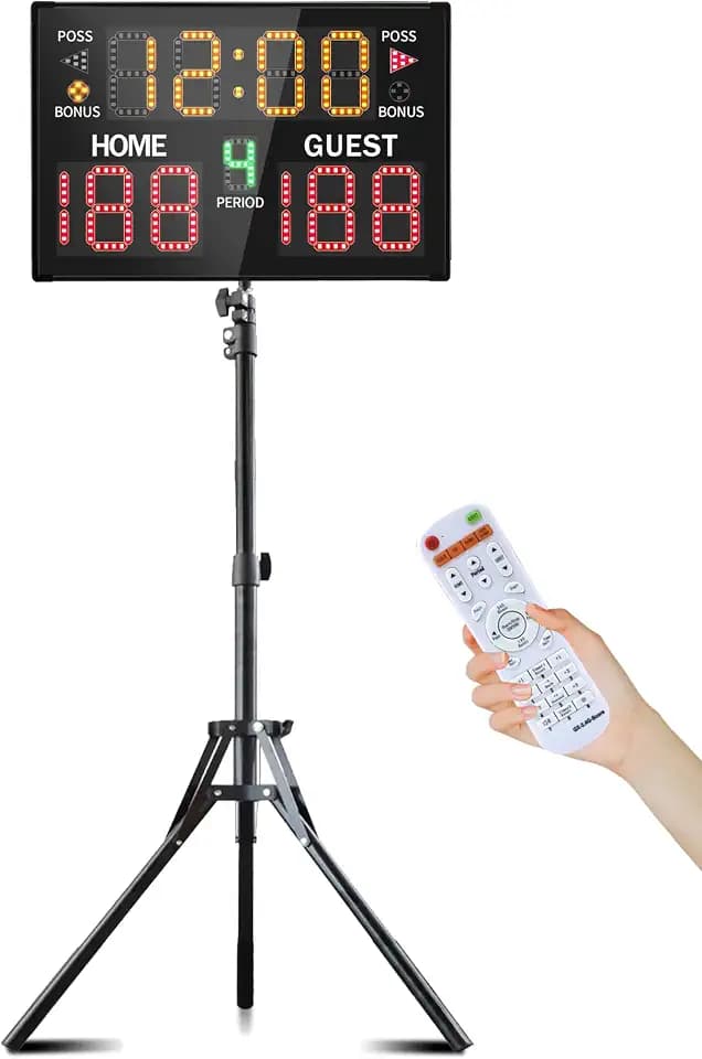 LUCKY TIME Electronic Basketball Scoreboard with Buzzer, Digital Scoreboard with Remote,Portable Score Keeper Battery Powered Score Board for Sports Games