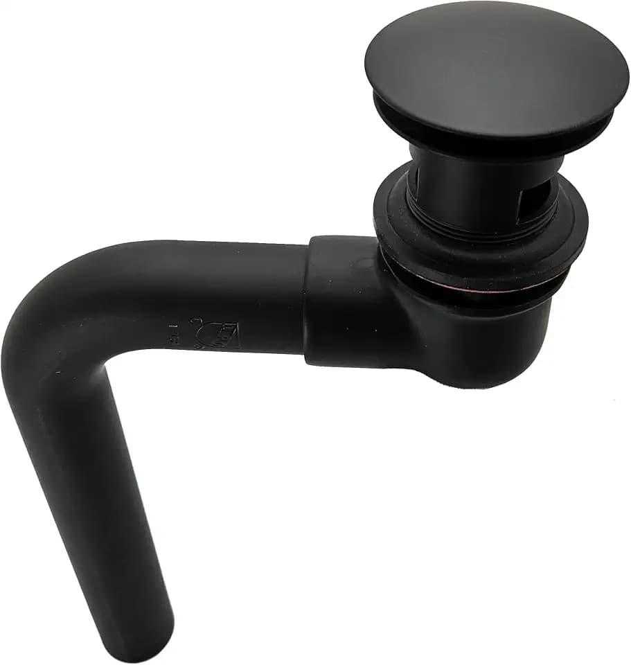Westbrass 1-1/4" Tip-Toe Offset Overflow Lavatory Drain, 17 Gauge Brass Sink Drain with 1-1/4" Tailpiece, Fits 1-1/2" Opening, Fully Finished Exposed Installation, Matte Black