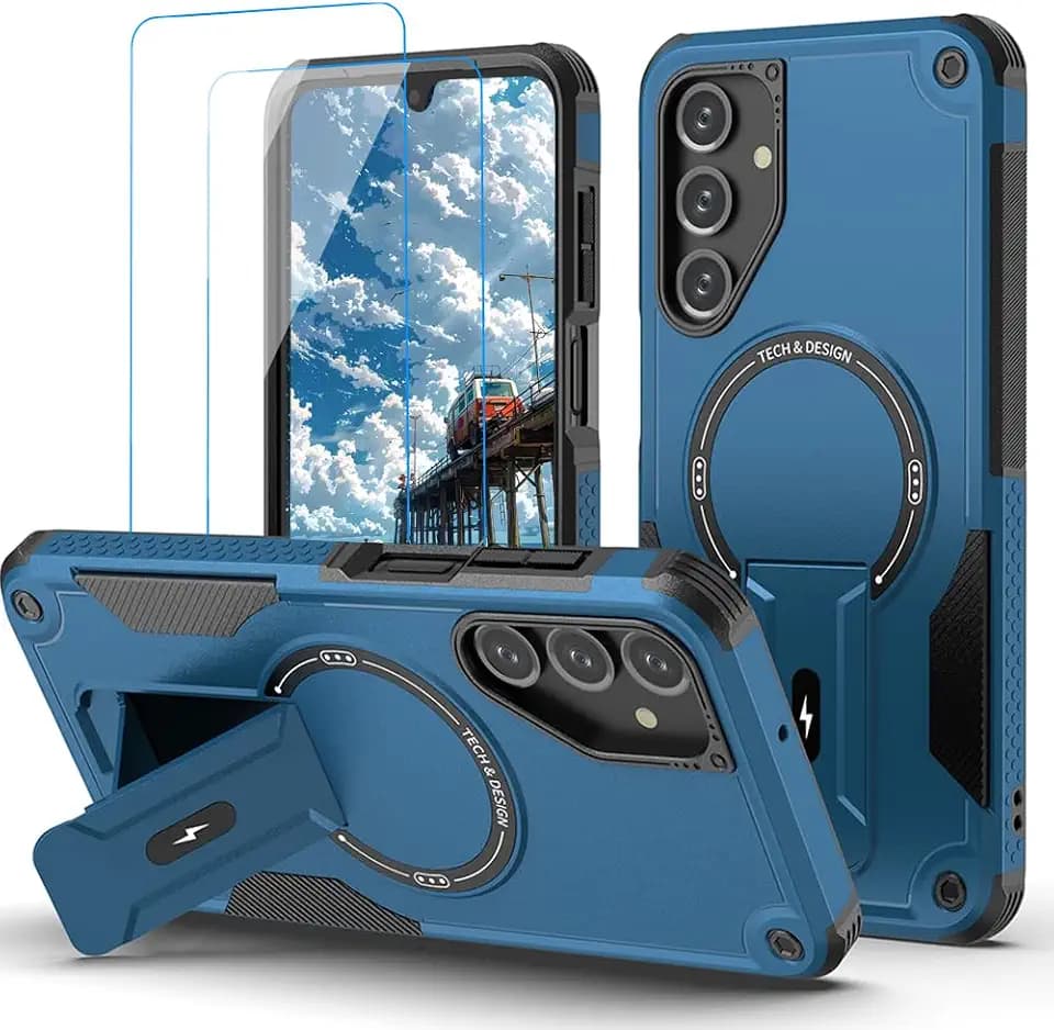 for Galaxy A16 5G Case Military-Grade Dropproof Phone/Invisible Kickstand with MagSafe/HD Screen Protector, Protective Magnetic Phone Cover for Samsung Galaxy A16 5G (Blue)
