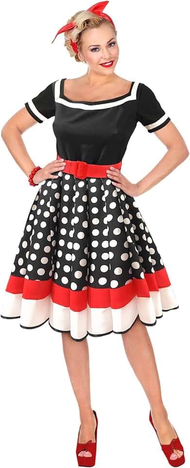 W WIDMANN MILANO Party Fashion - Kostüm 50er Jahre Mode, Kleid mit Petticoat, Rockabilly, Rock´n´Roll, Faschingskostüme