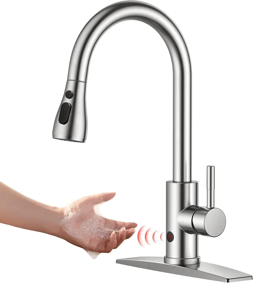 FORIOUS Touchless Kitchen Faucet with Pull Down Sprayer, Brushed Nickel