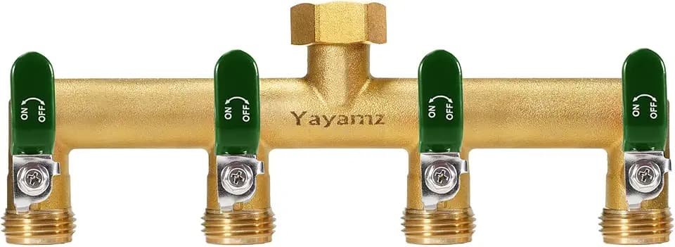 4 Way Garden Hose Splitter, 3/4" GHT Outdoor Water Spigot Splitter