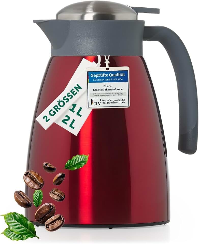 Blumtal Thermoskanne 1 Liter - ultra isolierend in rot