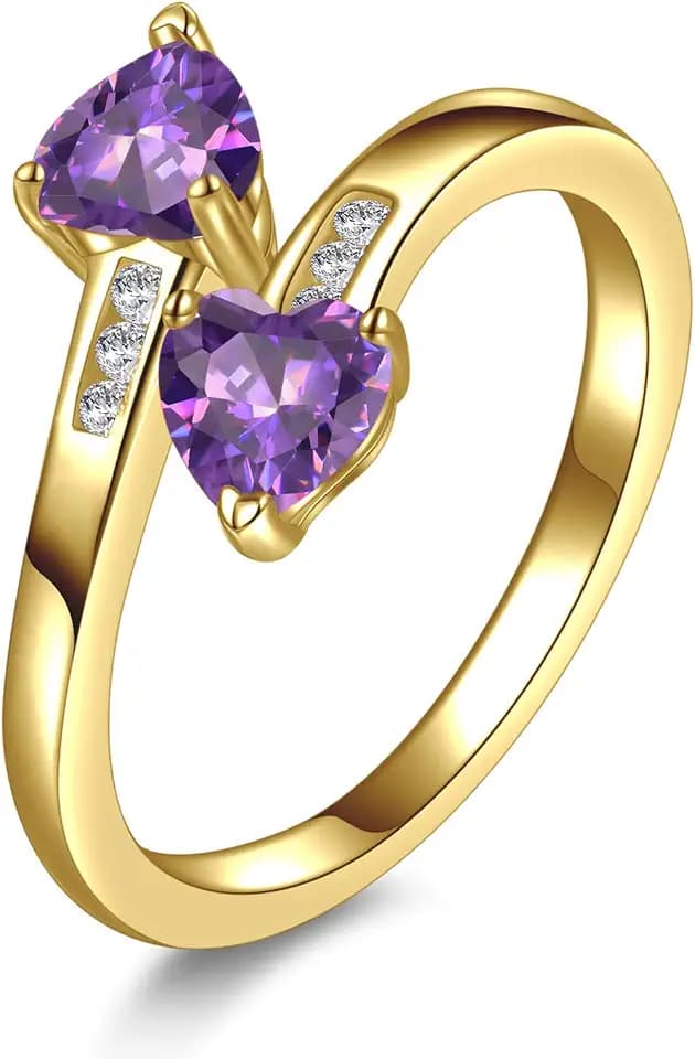 Yaresul 1CT Adjustable Women Heart Ring Birthstone Rings for Women