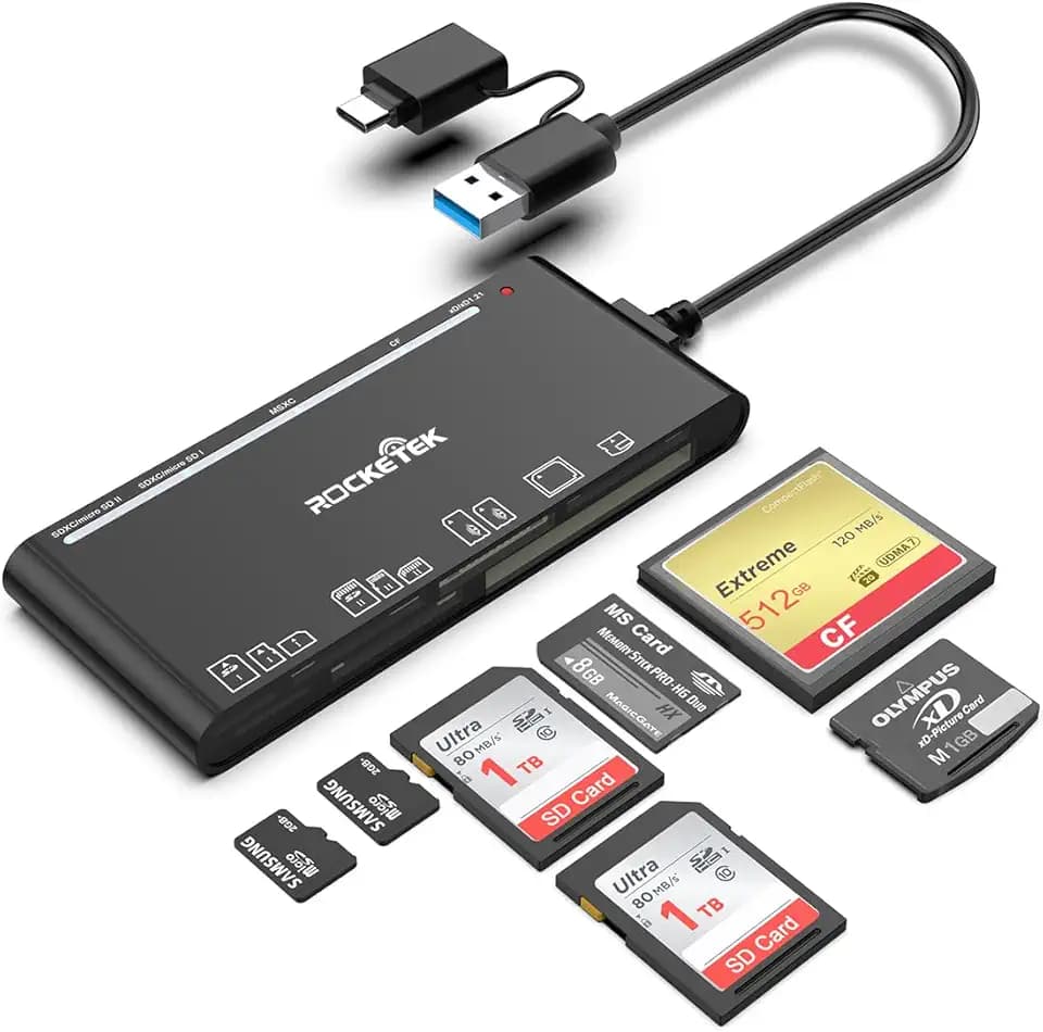 USB C USB3.0 Multi-Kartenleser, SD/TF/CF/Micro SD/XD/MS 7 in 1 Speicherkartenleser/Adapter/Hub für SD SDXC SDHC CF CFI TF Micro SD Micro SDXC Micro SDHC MS MMC UHS-I Karten, Windows/Mac/Android/Linux