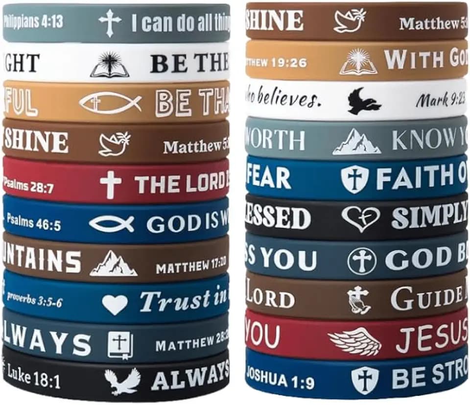 20PCS Bible Verse Silicone Bracelets Bible Verse Rubber Bracelets Religious Christian Quote Scripture Wristbands Bracelet