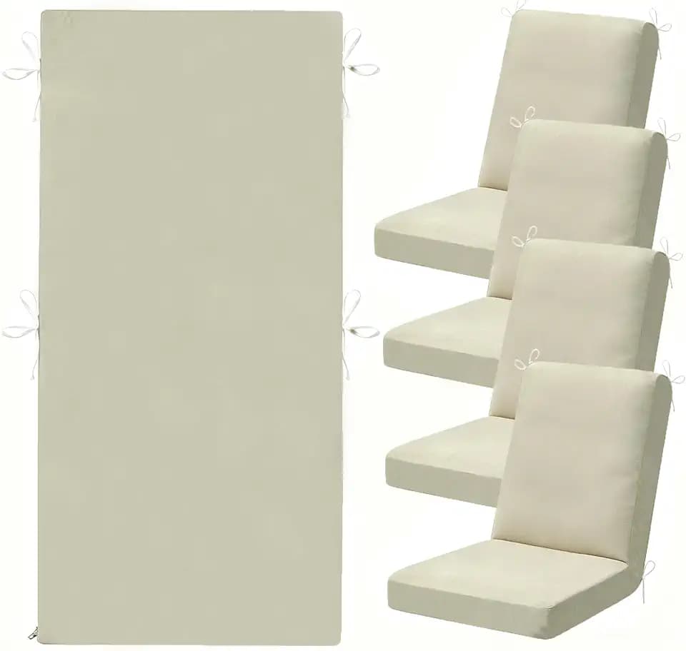 Outdoor High Back Chair Cushion Cover 44x20x4in,4PCS Dining Chair Pad Cover