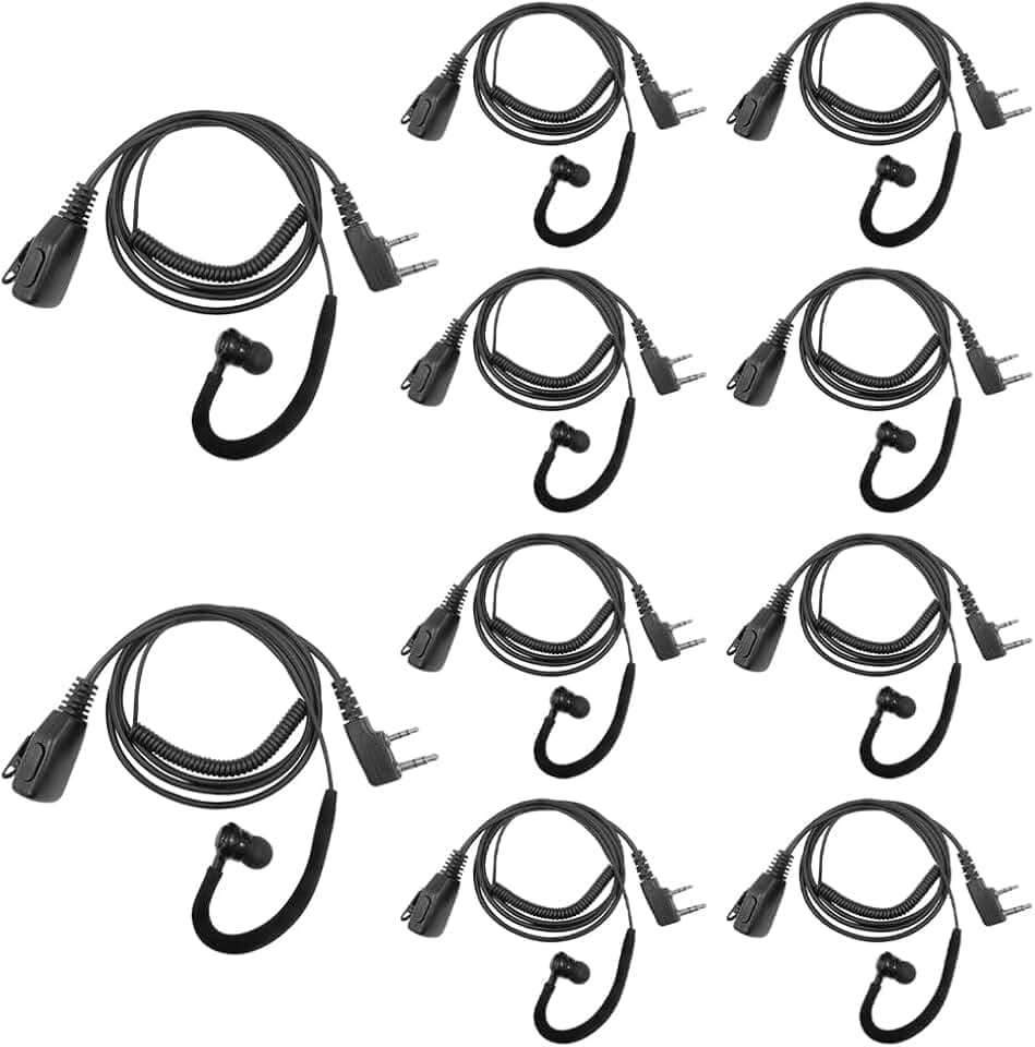 10PCS Walkie Talkie Earpieces with MIC PTT 2 Way Radio Headset