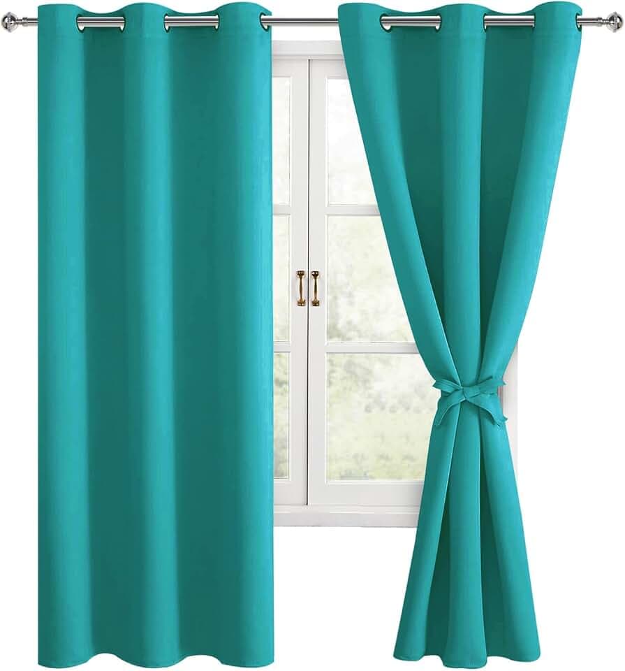 Hiasan Blackout Curtains for Bedroom, Peacock Teal, 42 x 72 Inch, 2 Panels