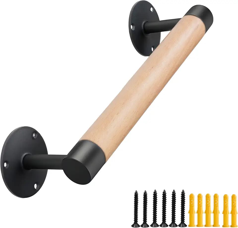 1ft Wood Handrails for Indoor Stairs, Wall Mount Staircase Handrail