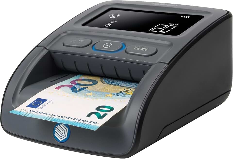 Safescan 155-S automatischer Geldscheinprüfer zur schnellen Überprüfung von Geldscheinen - Falschgeldprüfgerät mit 7-facher Echtheitsprüfung - 100% genauer Geldscheinprüfer