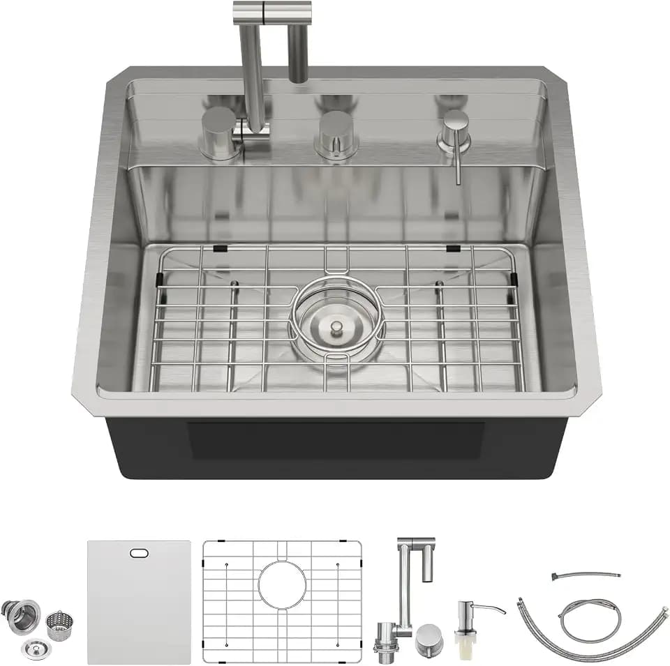 Outdoor Sink 21 Inch Undermount Bar Sink with Faucet