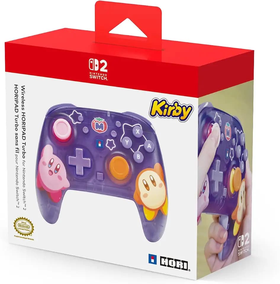 HORI Wireless HORIPAD Turbo (Kirby & Waddle Dee) for Nintendo Switch 2 - Wireless Handheld Controller - Officially Licensed by Nintendo®
