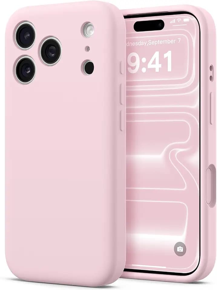 AOTESIER for iPhone 17 Pro Case, Liquid Silicone, Sakura Pink