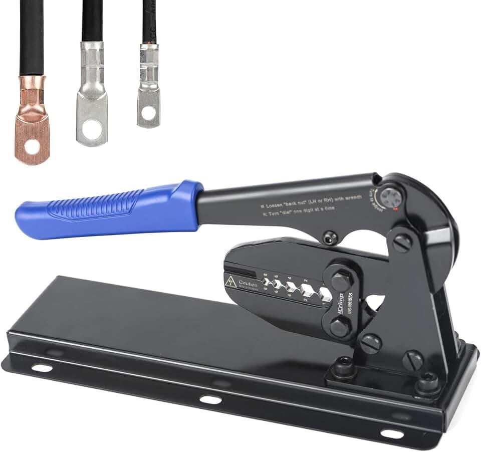iCrimp Battery Cable Lug Crimping Tool Built-in Cutter for AWG 8,6, 4, 2, 1
