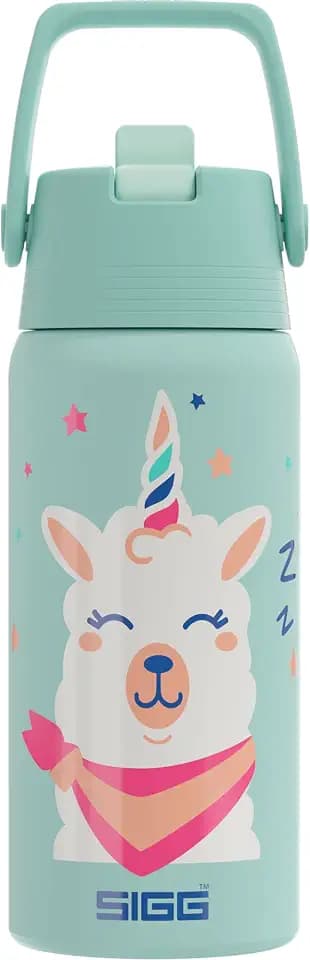 Sigg - Isolierte Trinkflasche Kinder - Shield Therm FLIP Alpa - Auslaufsicher - Spülmaschinenfest - BPA-frei - 90% recycelter Edelstahl - Sport & Schule - Mintgrün mit Alpaka - 0.5L