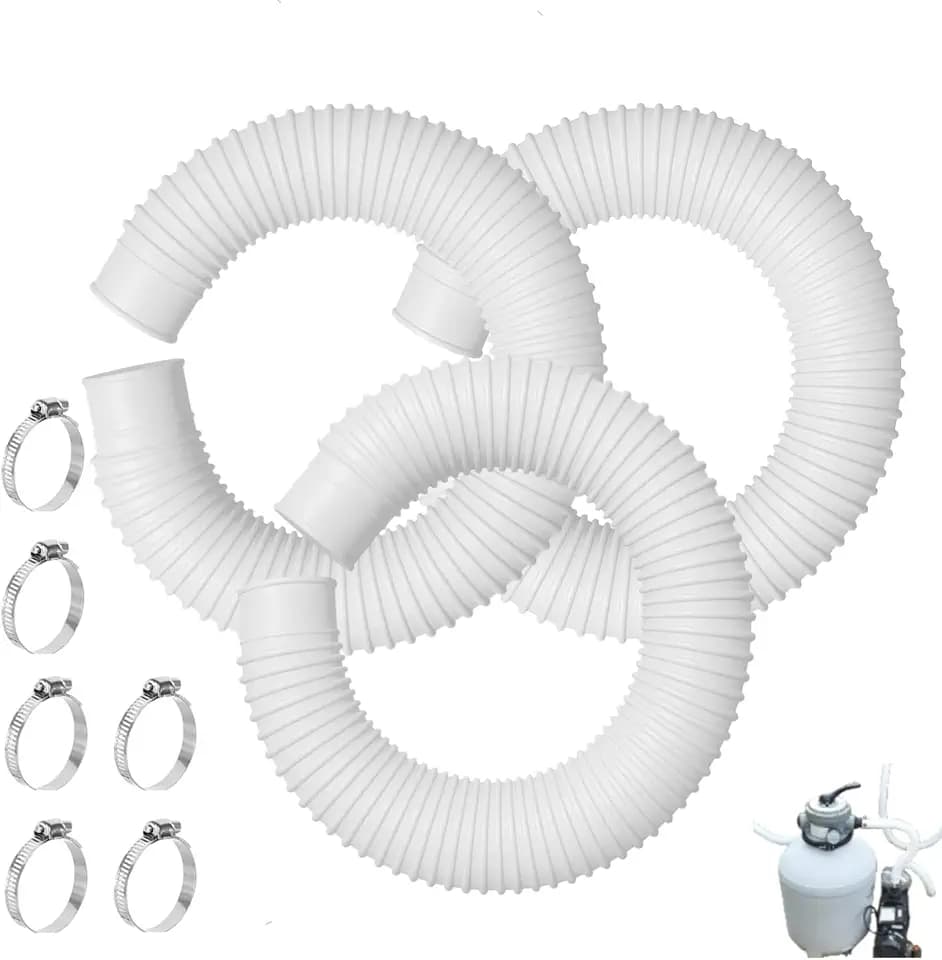 1.5" Pool Pump Replacement Hose 16” Long For Above Ground Pools With Metal Clamps