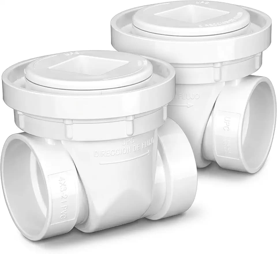2 Pcs 2 Inch Backwater Valve White PVC Backflow Preventer