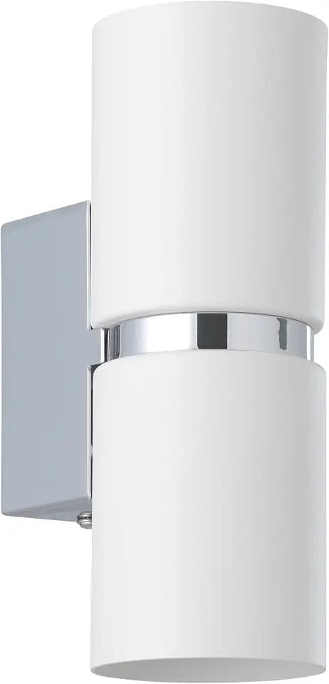 EGLO LED Wandlampe Passa, 2 flammige Wandleuchte | Wandstrahler innen aus Metall in Weiß und Chrom, Wohnzimmerlampe, Flurlampe mit Up and Down Light, rund, GU10 Fassung