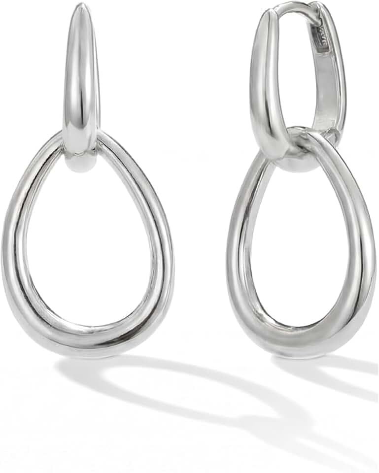 MUMREUES 14K Gold Earrings for Women Trendy Double Hoop Dangle Earrings