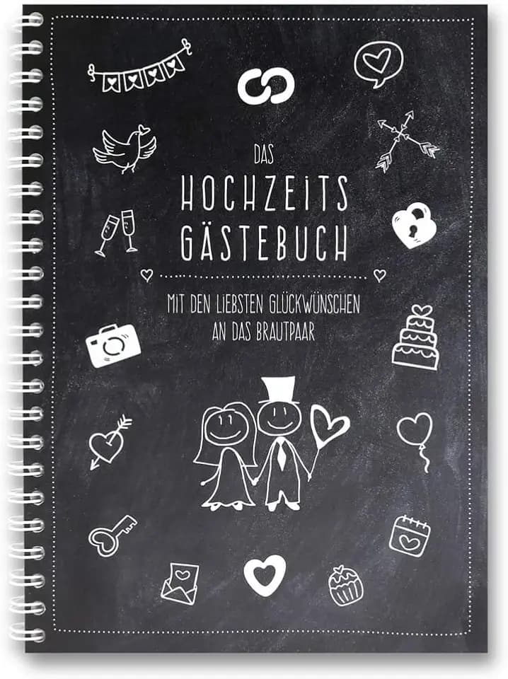 familiawedding black-Doodle- Design Gästebuch zur Hochzeit: modernes schwarzes Hochzeitsgästebuch mit lustigen Fragen zum Ausfüllen (Hochzeitsgästebücher: im A4 Format)