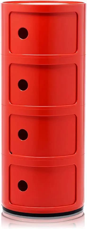 Kartell Componibili, 4 Elements, Rot, Runde Basis