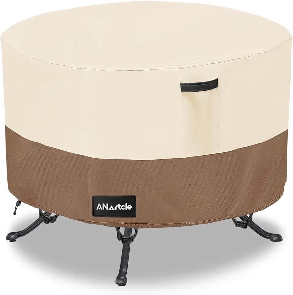 ANartcle Round Patio Table Covers 36inch,100% Waterproof 600D Heavy Duty PatioTable Cover,Round Patio Table Covers for Outdoor Furniture,36"DIA x 23"H,Beige&brown.