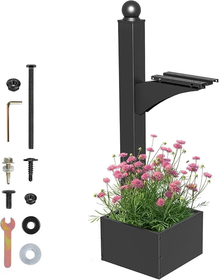 56" Mailbox Post Heavy Duty Decorative Mount with Planter Box