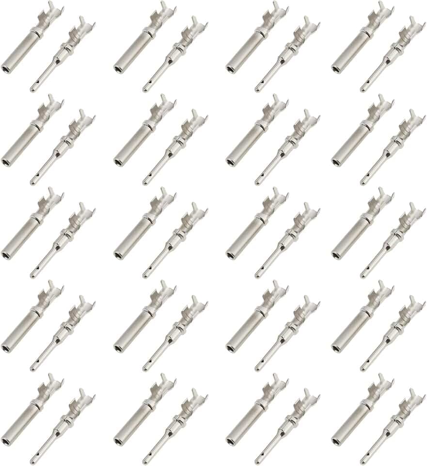 20 Pair Male Female Pin Terminal Kit 18-22 AWG Compatible with Deutsch DTM Connectors for Automotive Industrial Agricultural Wiring