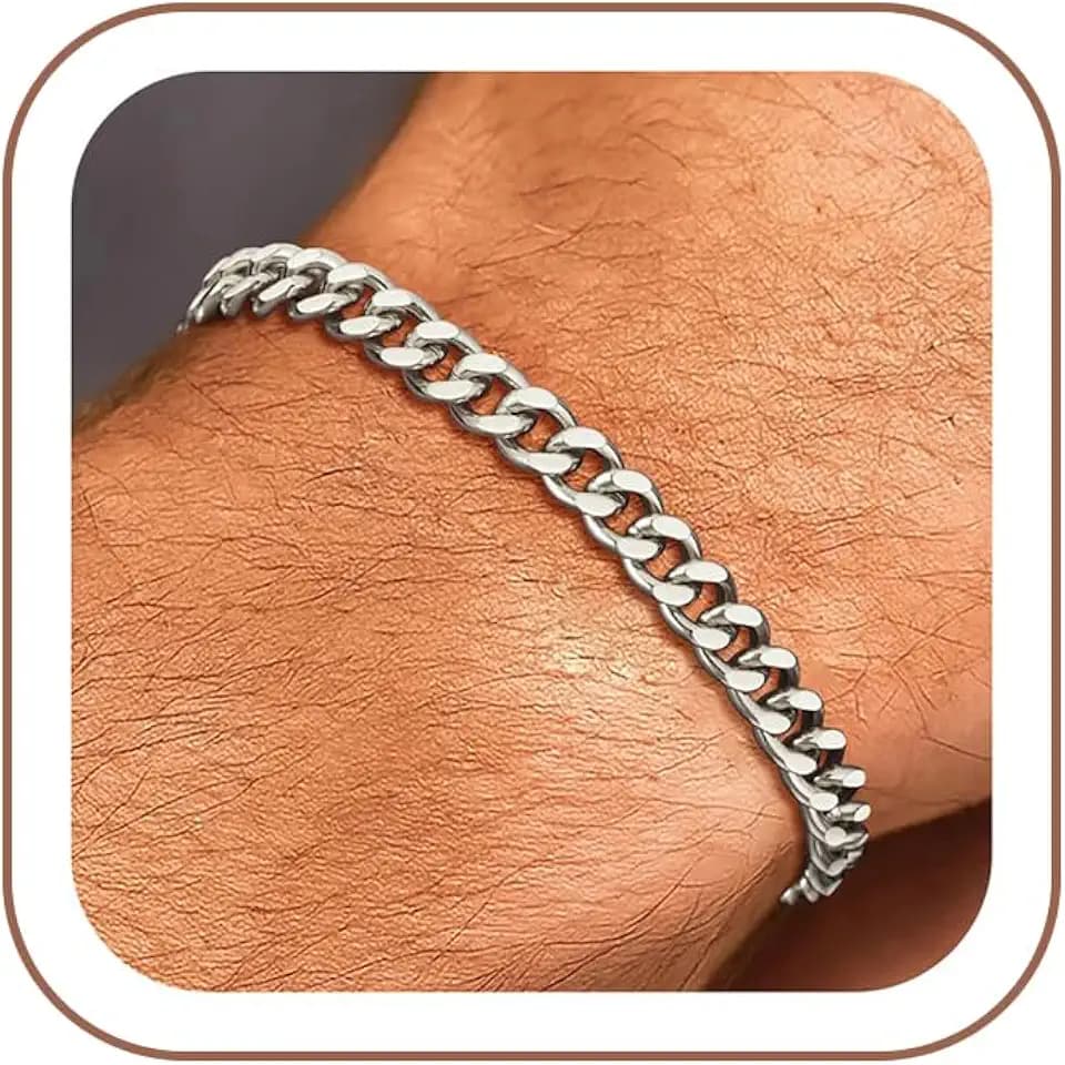 HIMSTORY 925 Sterling Silver 5MM Cuban Link Bracelet for Men