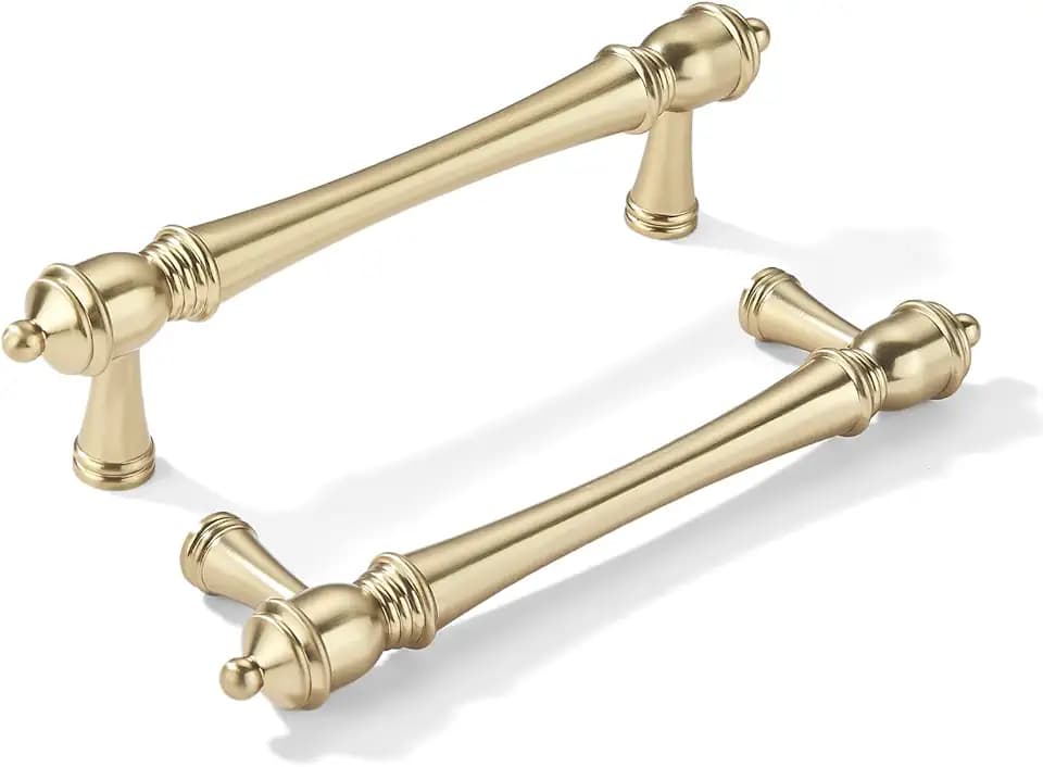 khtumeware 10 Pack 3-3/4 inch Brushed Gold Cabinet Pulls Heavy-Duty Solid Matte Gold Cabinet Hardware Drawer Pulls Hardware Suitable for Kitchens bathrooms and Dressing Tables
