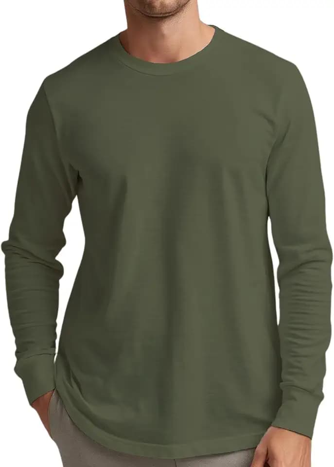 BROOKLYN VERTICAL Mens Long Sleeve Cotton T Shirt Crew Neck 5 Colors S-5XL