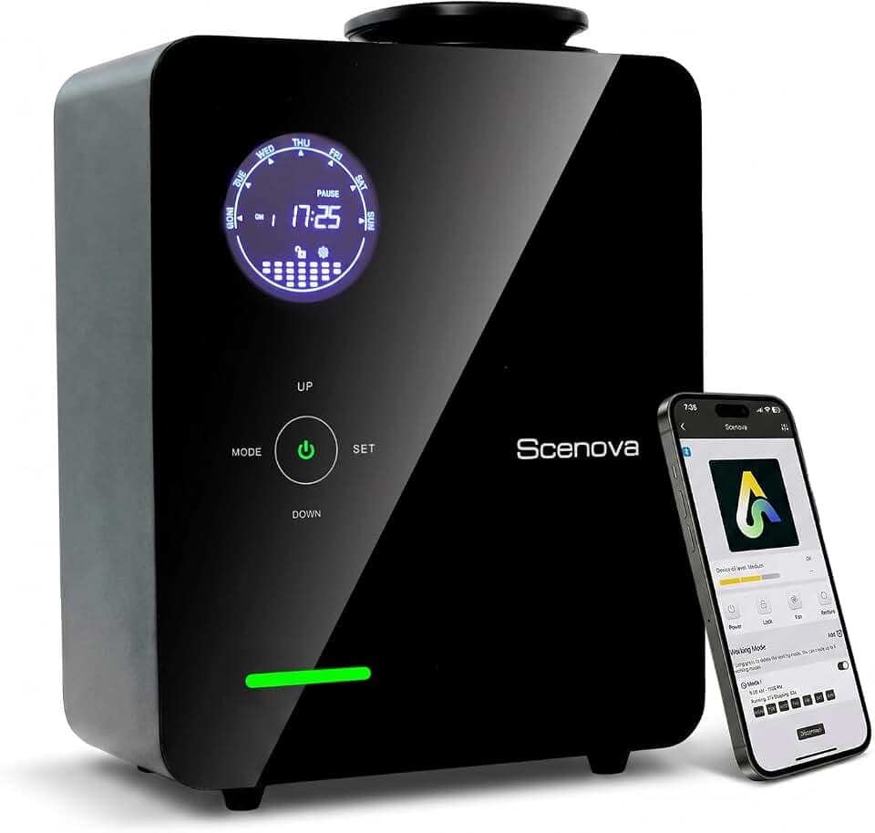 Pro, 2026 Upgraded, Waterless Essential Oil Aromatherapy Scent Diffuser. Whole Home System, 2000 sq ft Coverage, Home, Office, Spa. Touch Panel and Bluetooth Controls.