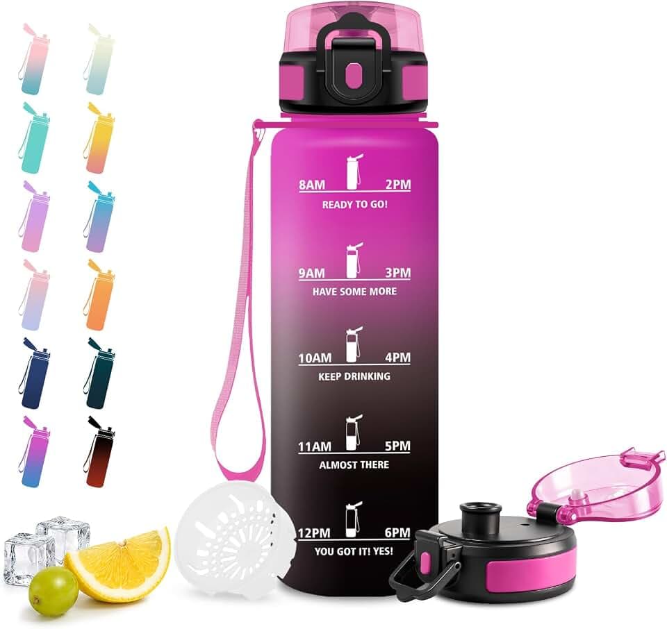 Wasserflasche 1L, Sport Trinkflasche, Auslaufsicher Trinkflasche, BPA-Frei, Sportflasche für Fahrrad, Outdoor, Schule, Büro, Gym, Camping, Yoga