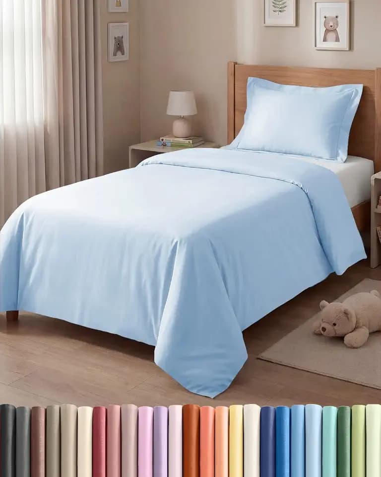 Bettwäsche 135x200 - Mikrofaser Bettbezug & 2x Kissen 80x80 - Himmelblau