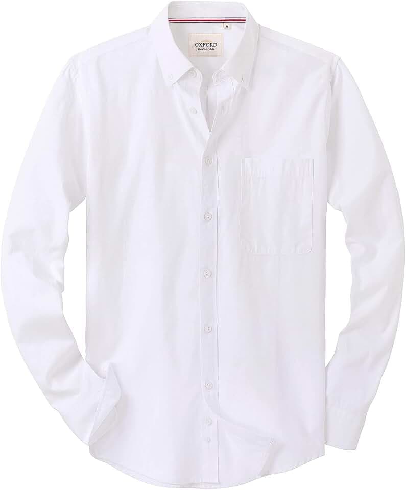 J.VER Oxford Herren Hemd Bügelfrei Regular Fit Hemd Langarm Casual Hemd aus Oxford Button Down Hemd Faltenfrei Freizeithemd mit Tasche