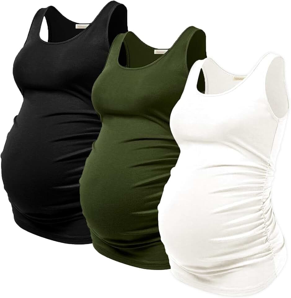 PARNIXS Sommer Damen Umstands-Tanktop, Schwangerschafts-Top, bequem, ärmellos, Umstandskleidung (3-teilig)