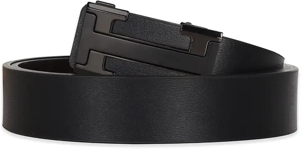 Men&Womens Leather Dress Belt Business Automatic Buckle Belt Color-Black Silver Gold