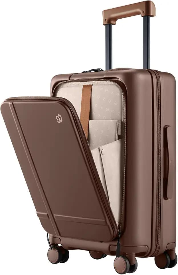 NINETYGO Carry On Luggage 22x14x9 Airline Approved, Coffee Journey Luggage