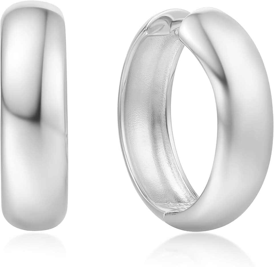 ANIA HAIE Damen Creolen Sunny Sparkler Chubby Large Huggie Hoop aus 925 Sterling Silber, Größe: 20,5 x 7mm, inkl. Geschenkverpackung