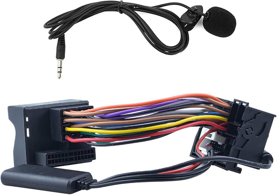 Flylin Bluetooth AUX Musik Adapter, 12Pin Bluetooth AUX IN Musik Kabel Modul mit Mikrofon, Mikrofon Freisprecheinrichtung kompatibel mit Volkswagen Skoda RCD210 RCD310 RCD510 RNS510 Autoradio