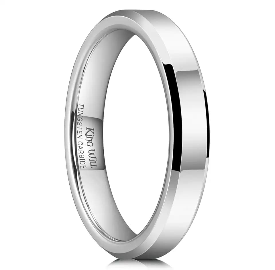 King Will Wedding Bands for Men Women Plain High Polished Beveled Edge