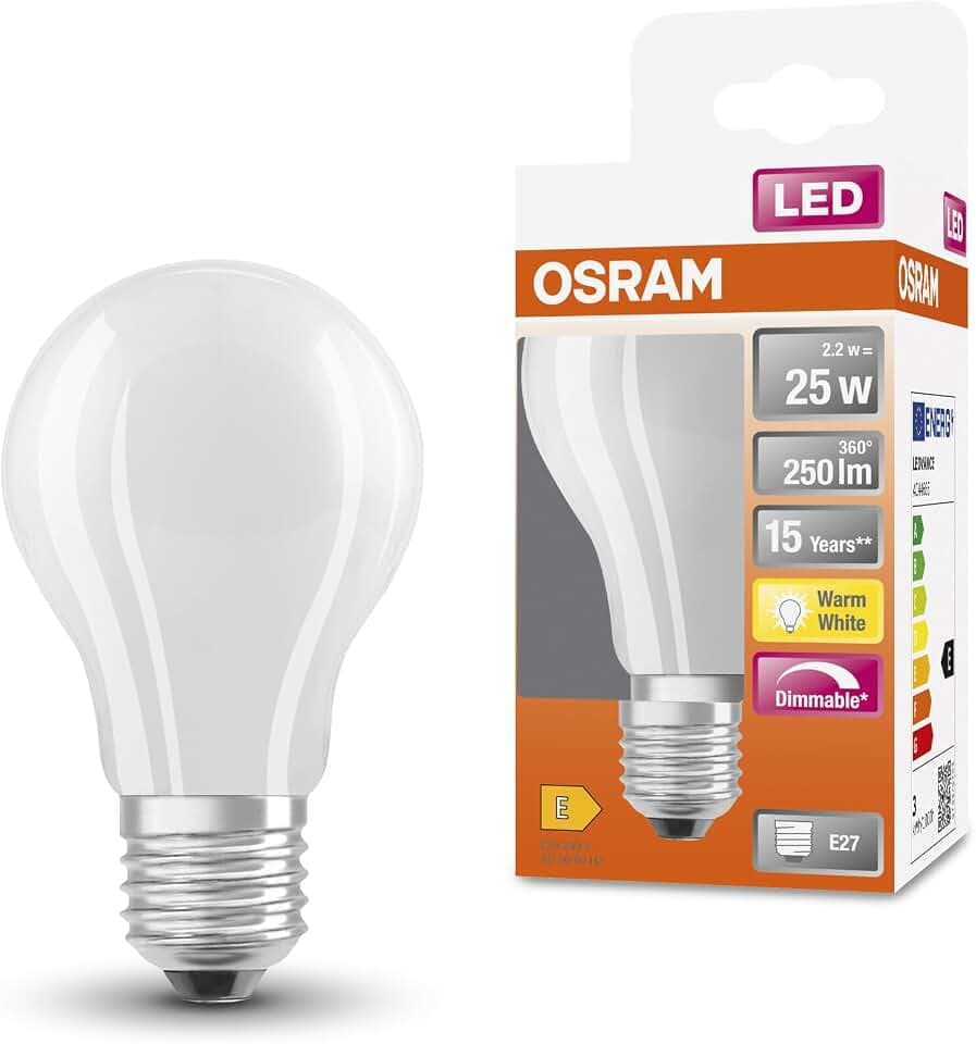 Osram LED SuperStar Classic A25 Dimmbare LED Lampe für E27 Sockel, Birnenform, GL FR, 250 Lumen, warmweiß (2700K), Ersatz für herkömmliche 25W Glühbirnen, 1er-Pack
