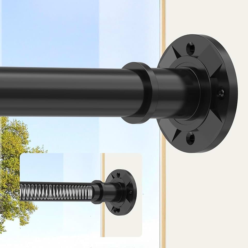 Schwarze Gardinenstange ohne Bohren 28mm Teleskopstange 78-283cm