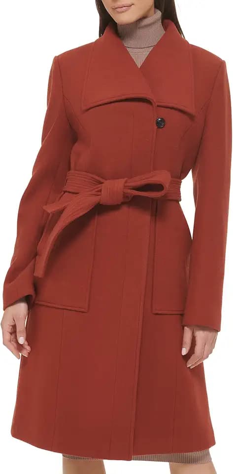 Cole Haan Women's Belted Coat Wool With Cuff Details