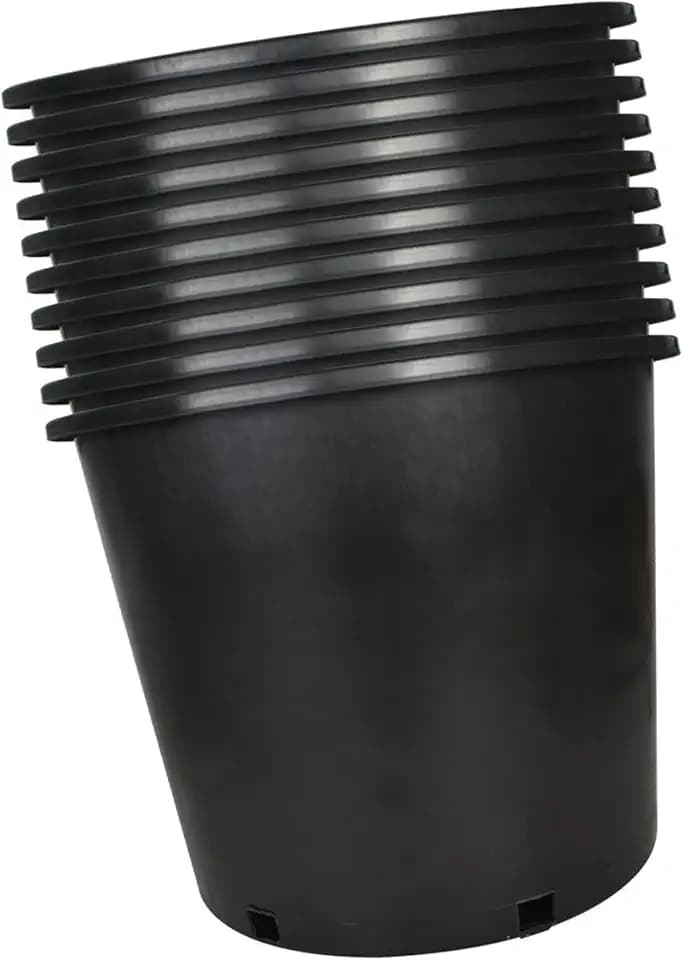 findmall 1/2/3/5/7/10/15 Gallon Pots for Plants, 7 Gallon Premium Nursery Plastic Planter Flower Herb Vegetable Garden Grow Pots with Drainage Holes for Outdoor and Indoor Use, Black, 10 Pack