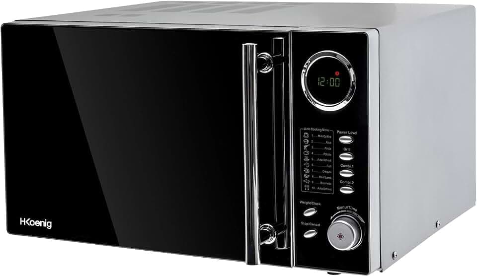 H.Koenig Mikrowellenofen Grill 2 in 1 VIO9, 25L, Drehteller 27cm, 10 Kochstufen bis 1000W, Auftauen, Kombigaren, LCD-Bildschirm