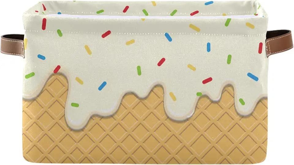 Ice Cream Texture Storage Basket Bin, Foldable Fabric Organizer